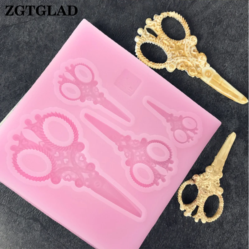 ZGTGLAD 1pc Silicone Scissors Cake Mold Chocolate Fondant Sugarcraft