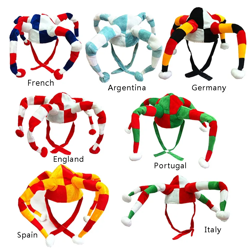 World Soccer Football Fans Hat Flag Color Clown Hat Headwear