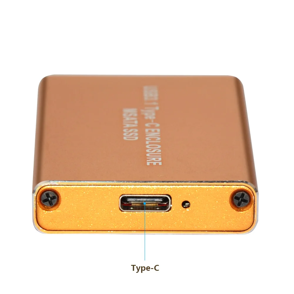 New Aluminum Alloy External SSD Caddy USB3.1 Type-C to 50mm mSATA SSD External Enclosure