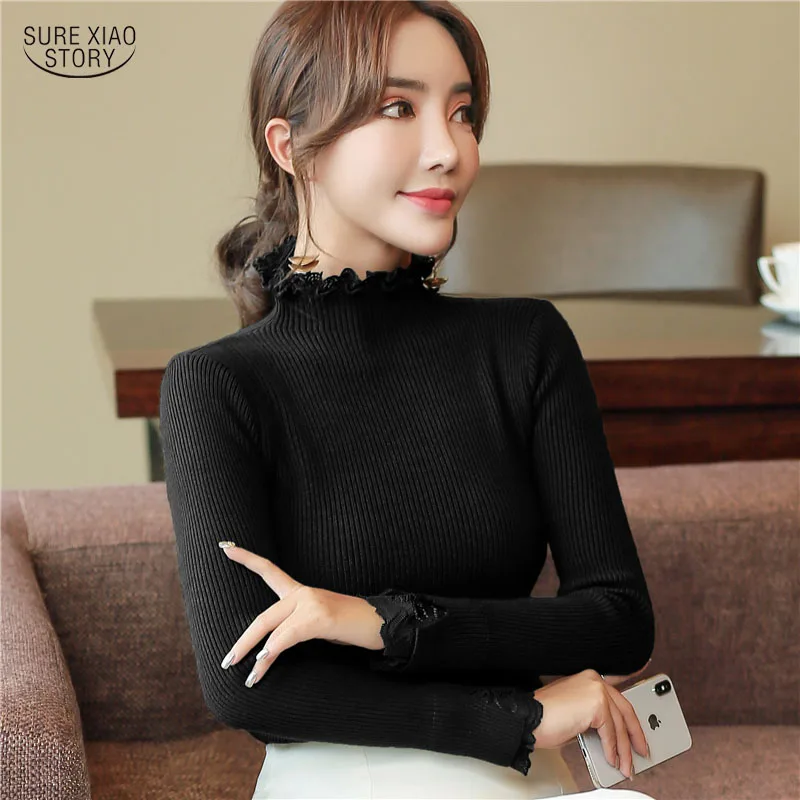 

New Arrival 2019 winter Solid women sweaters Womens sweaters and pullovers Full Casual Turtleneck sweaters green black 5050 50