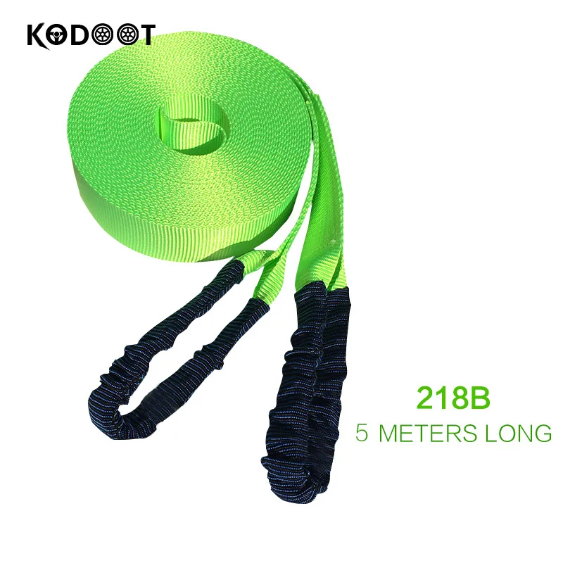 5.0M Green Fluorescent Nylon Emergency Towing Ropes Recovery Tow Strap