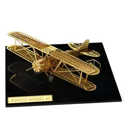 1/160 Boeing 40 DIY Модель рамы самолета не нужно использовать клей металл Собранный 3D головоломка пропеллер может вращаться детский подарок