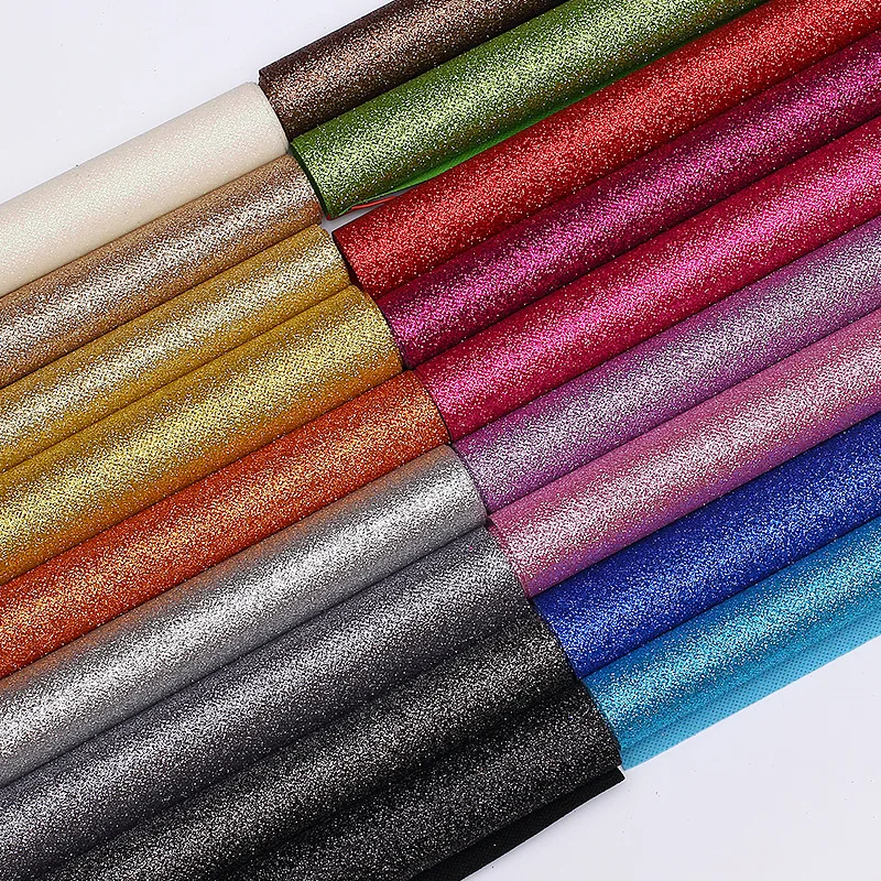 

Faux Glitter Synthetic Leather Fabrics PU Non-woven Wallpaper Fabric Decorative Artificial Leather DIY Sewing Material 100*140cm
