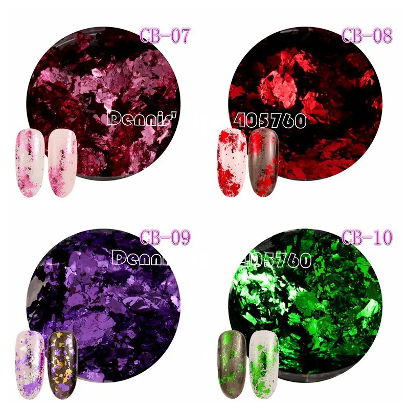 12 Grid/Set or 1 JAR Colorful Aluminum Irregular Holographic Glitter Foil Sequin Powder Nail Mirror Flake Paillette Manicure DIY