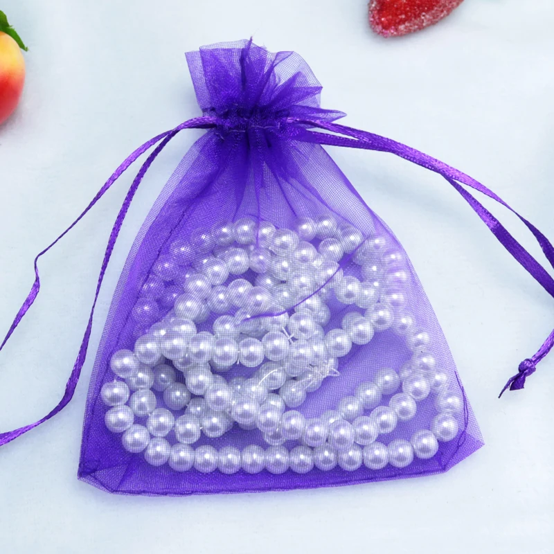Us 57 96 8 Off 500pcs Lot 17x23cm Deep Purple Organza Bags Tulle Wedding Favors Boutique Candy Gifts Packaging Bag Cute Drawstring Gift In