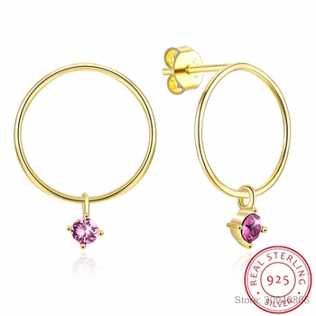 

LEKANI 925 Sterling Silver Circle Stud Earrings Crystals From Swarovski S925 Silver Jewelry For Women Party Fashion Accessories