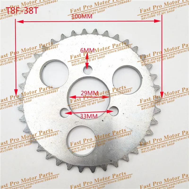 

T8F-38T Rear Sprocket 29mm Silver 38 Tooth For 43cc 49cc Minimoto Moped Scooters 2 Stroke Engine Pocket Bike Mini Quad ATV