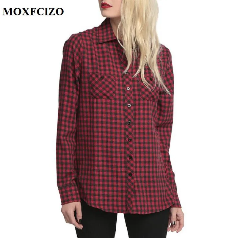2018 Skull Hollow Out Autumn font b Women s b font Plaid font b Blouse b