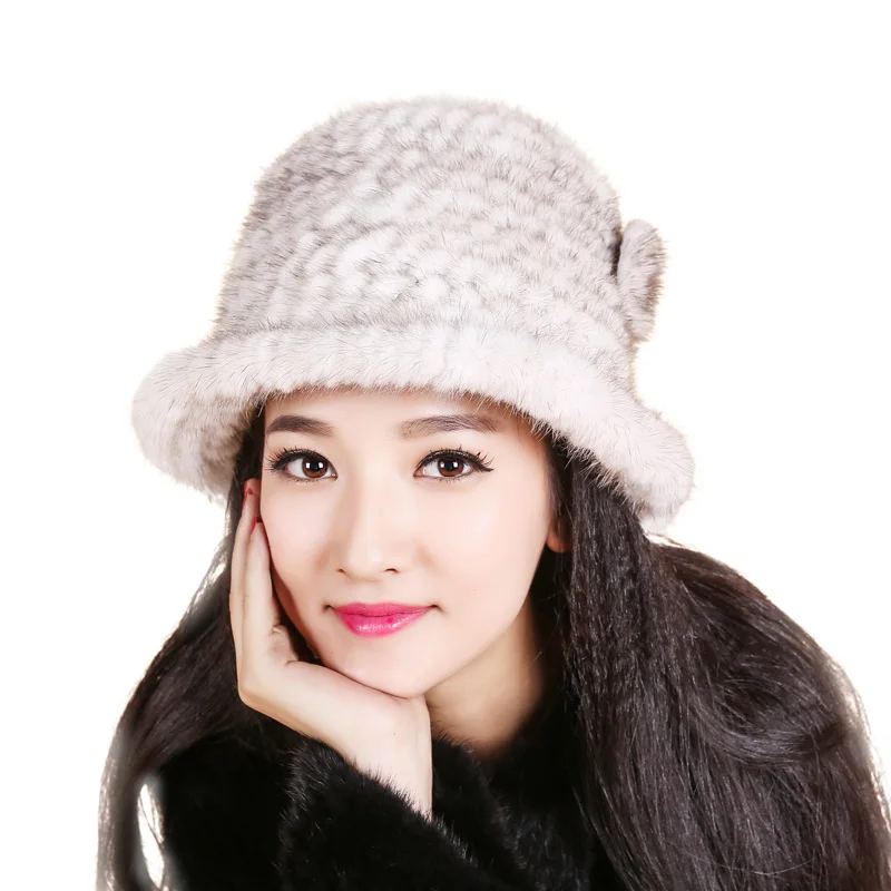 

Women Russian Women Natural Fur cap Luxury knit mink fur hat winter fur hat Women gift hat