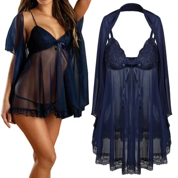 

2019 New Women Fashion Nightgowns Lace Sleeveless Nightgowns V-Neck Sexy Women Nightgowns