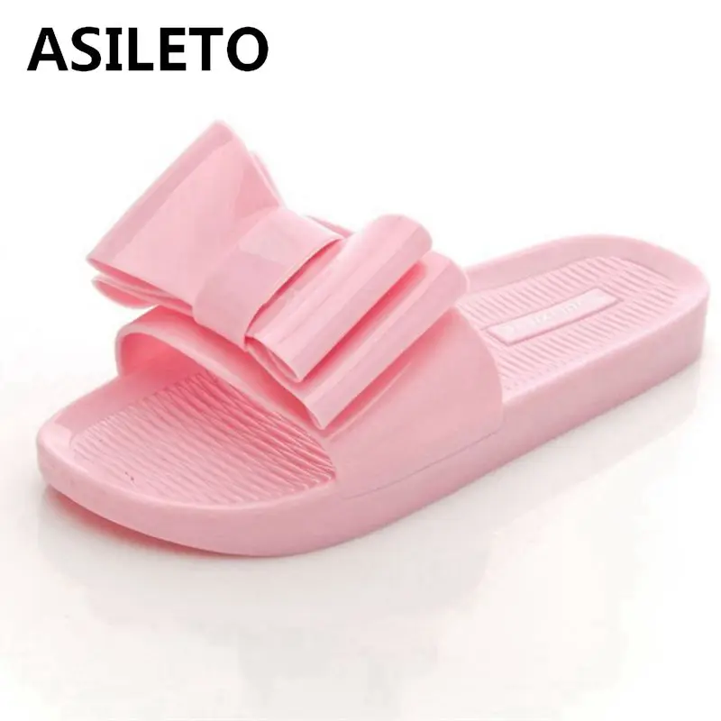 ASILETO/женская прозрачная обувь с милым бантом; Вьетнамки; Летняя обувь; пляжные шлепанцы; женские наружные горки; Вьетнамки; pantoufle sapatos