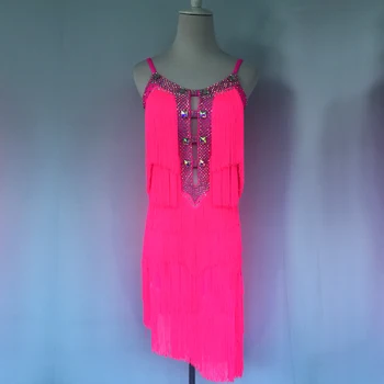 

New latin dance costumes sexy diamond tassel latin dance dress for children women latin dance competition dresses S-4XL
