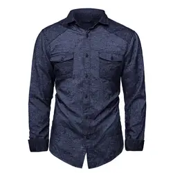 Дропшиппинг 2018 новый модный бренд Camisa Masculina длинный рукав отложной воротник рубашка мужская теплая Повседневная мужская рубашка