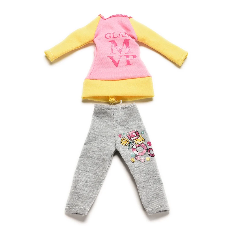 

Letter Cartoon Printing Doll Suits Lovely Long Sleeve T-shirts Pants For Doll Clothing Accessories High Quality