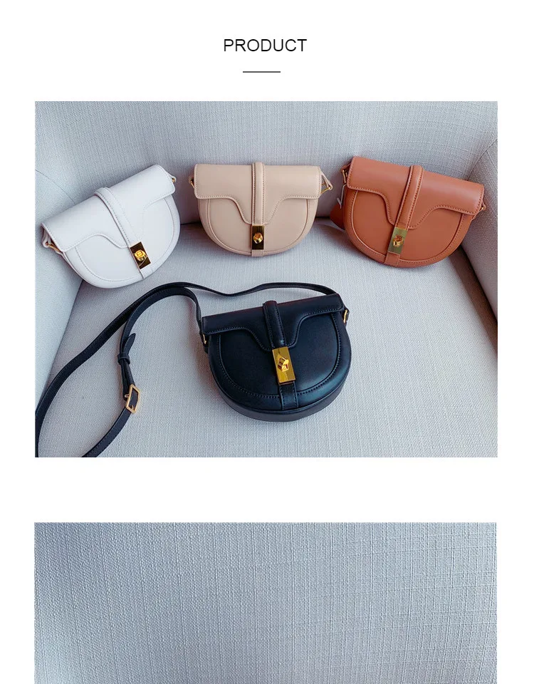 New Saddle bags Top Layer Calfskin Flip Collar Bag Retro Small Trumpet Single Shoulder Oblique Satchel