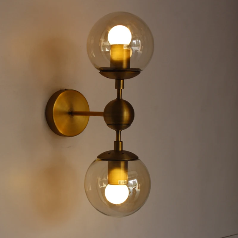 American brief vintage amber glass ball wall lamp Industrial golde