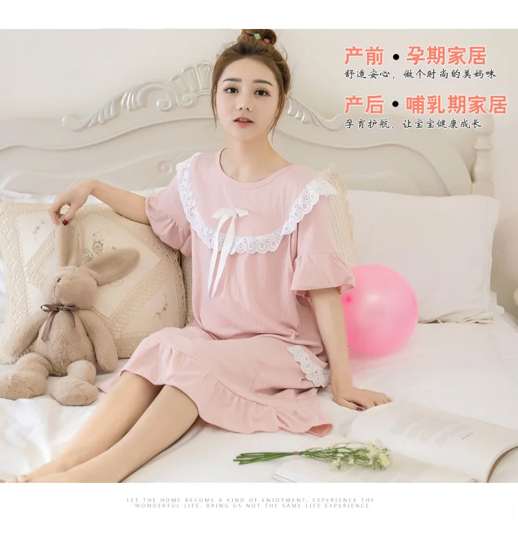 Big Size Maternity Nursing Nightdress Summer for Pregnant Women dress Pregnancy Pajamas Breast Feeding Nightgown Dress