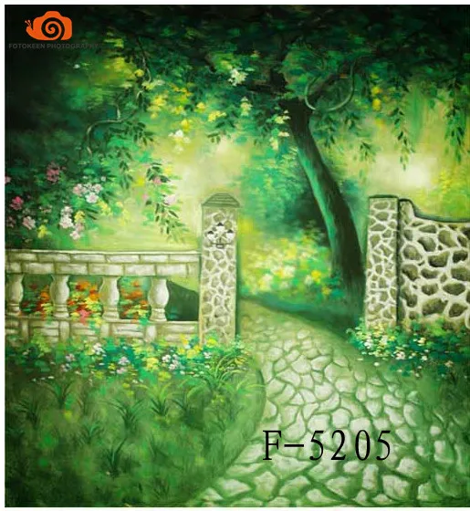 

Professional 10'X 20'/3X 6m photography scenic green screen background,hand painted muslin children photo backdrops F5205