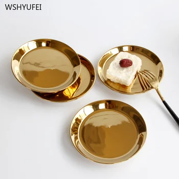 

Direct gold-plated ceremony ceramic dessert dessert plate European luxury gold model room new house decoration storage tray