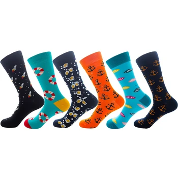 

PEONFLY Colorful Cotton Men Socks Funny Cartoon Fish Food Beer Rocket Skate Harajuku Novelty Happy Socks For Christmas Gift