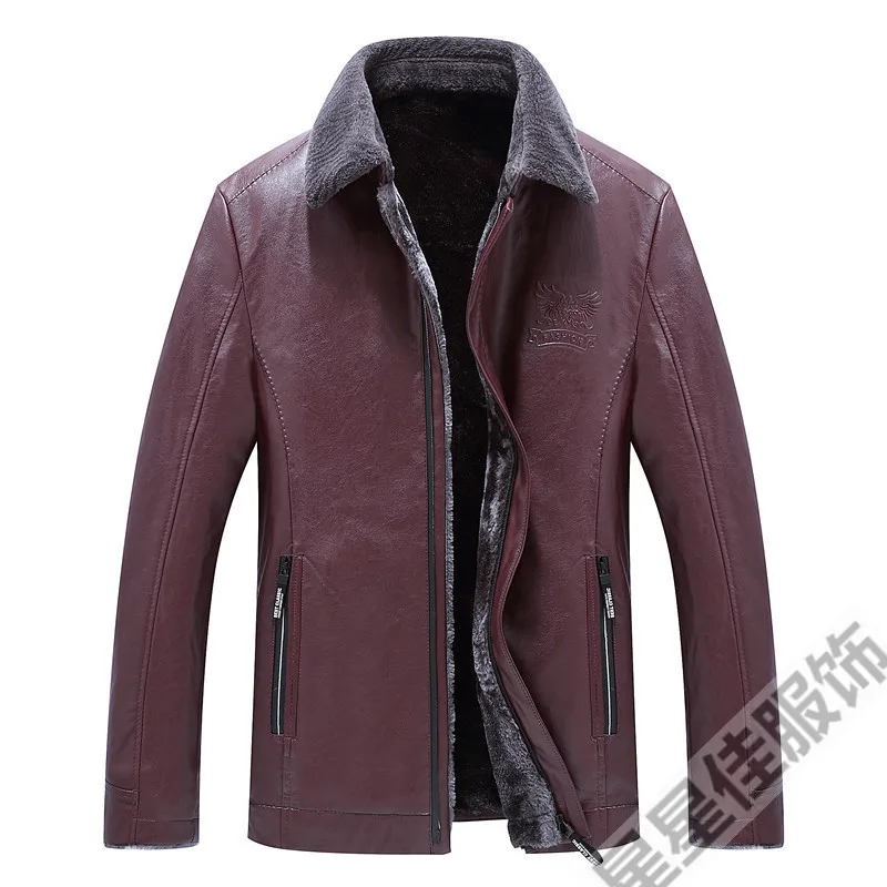 Большие размеры 8XL 6XL, зимние мужские Куртки из натуральной кожи, брендовая одежда, винно-красные, черные куртки из овчины и пальто с шерстяным воротником - Цвет: Burgundy