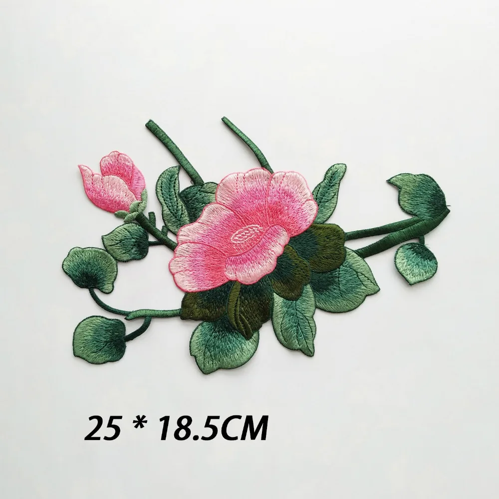 

1pc Blooming Water Lily Applique Embroidered Sew on Big Patches Flower Sticker Craft Repair Diy Home Decoration High Quality