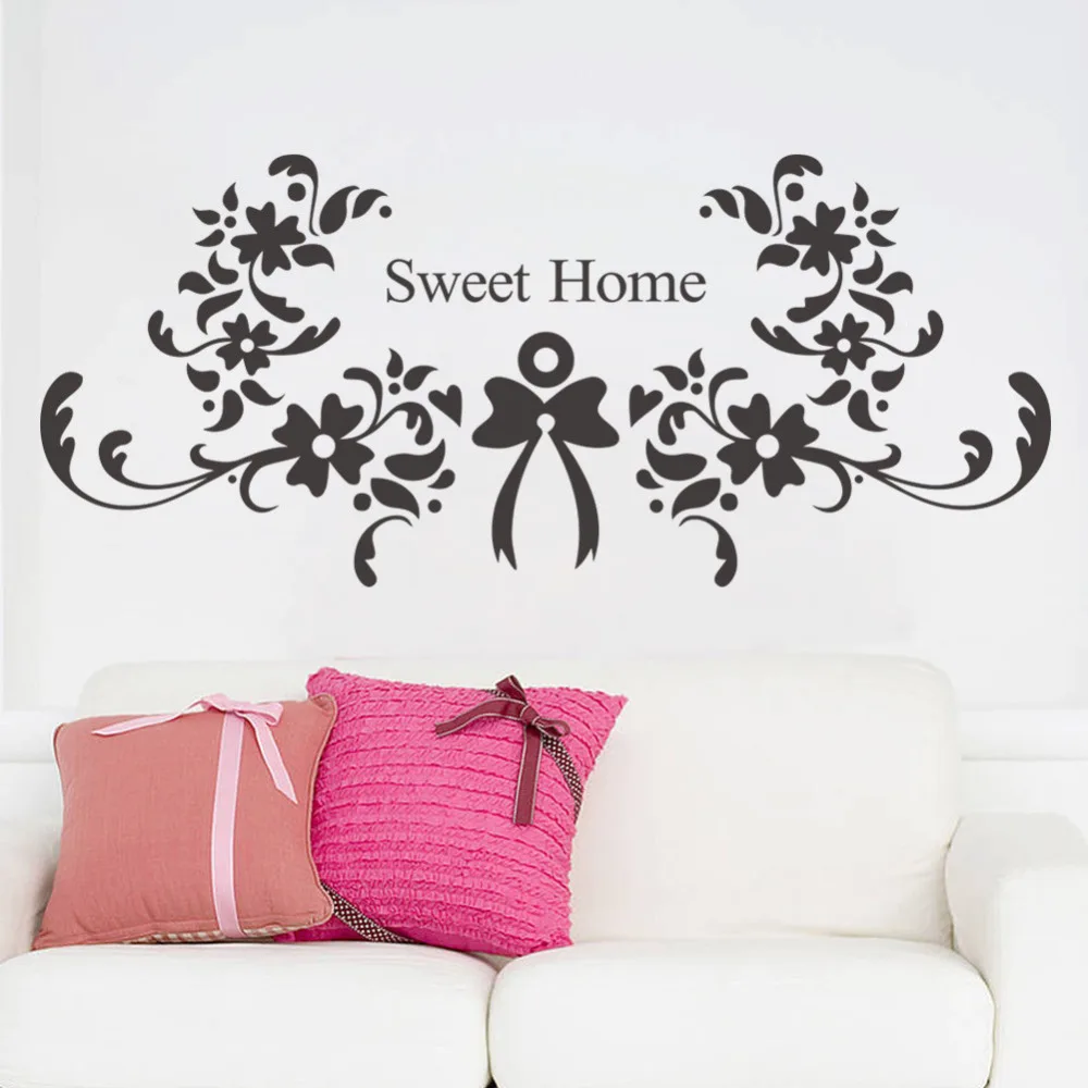 Custom-made Sweet Home Flower Vinyl Wall Stickers Decor Adesivos de Parede Muursticker Background Art | Дом и сад