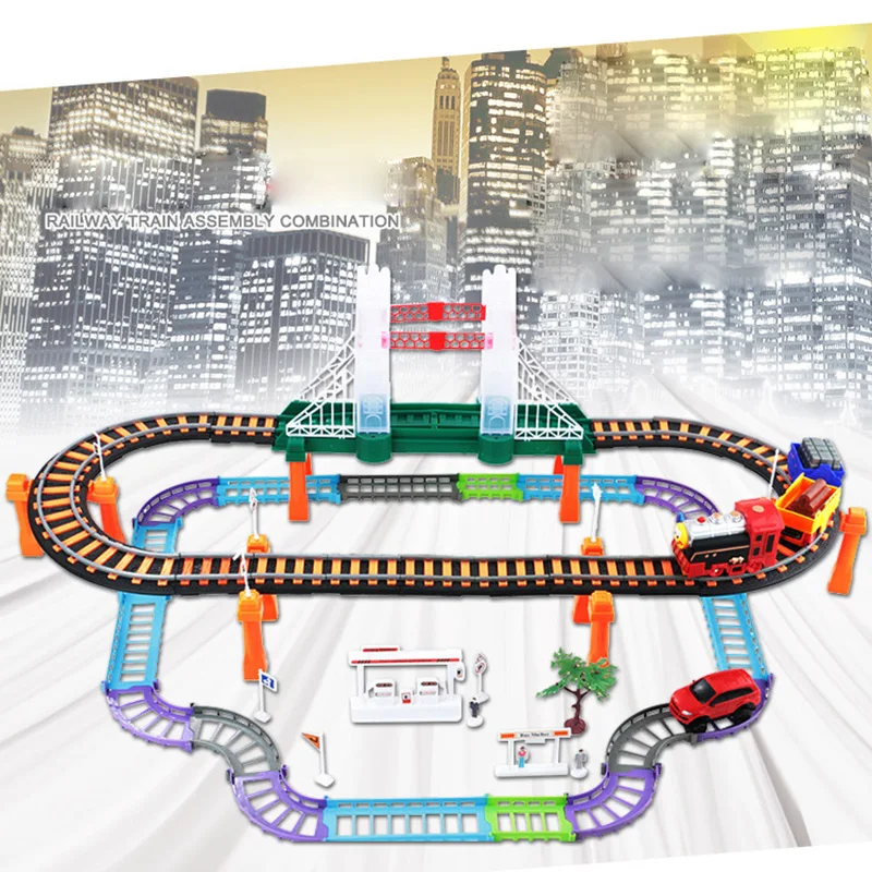 

Two-layer Car Racing Magical Track Urban Express Electric City Highway Rail Track Race Driving Toys For Children Boys Girls