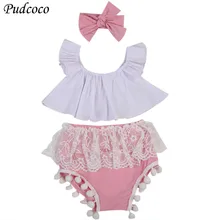 Комплект из 3 предметов, Одежда для новорожденных девочек летний топ с рюшами для малышей+ кружевные шорты с кисточками+ Набор резинок для волос