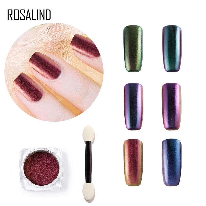 

ROSALIND 1PCS Nail Glitter Chameleon Powder Semi Permanent Manicure DIY Pigment Chrome Dip Decoration Nail Art For Gel Varnish