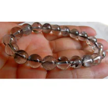 Натуральный Серебряный брукит Рутиловый Кварц стрейч браслет с круглыми бусинами 9 мм