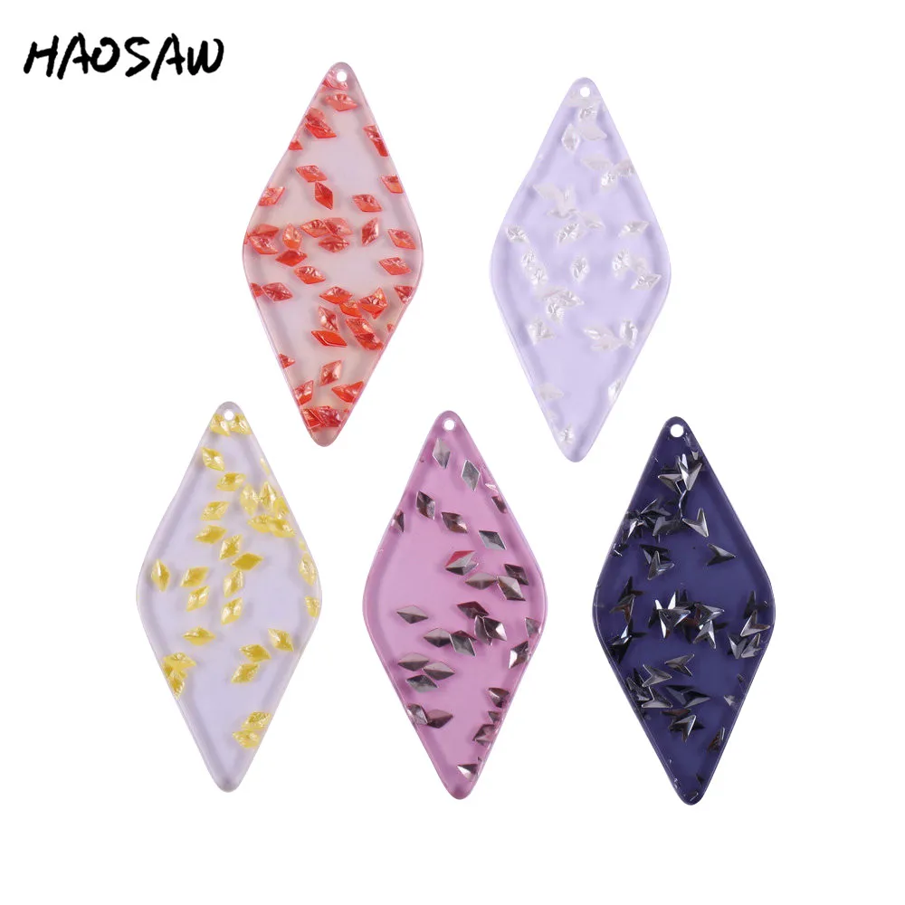 HAOSAW Choose 6 шт./лот очарование уксусной кислоты 24*51 мм/ромб/Блестящая прозрачная