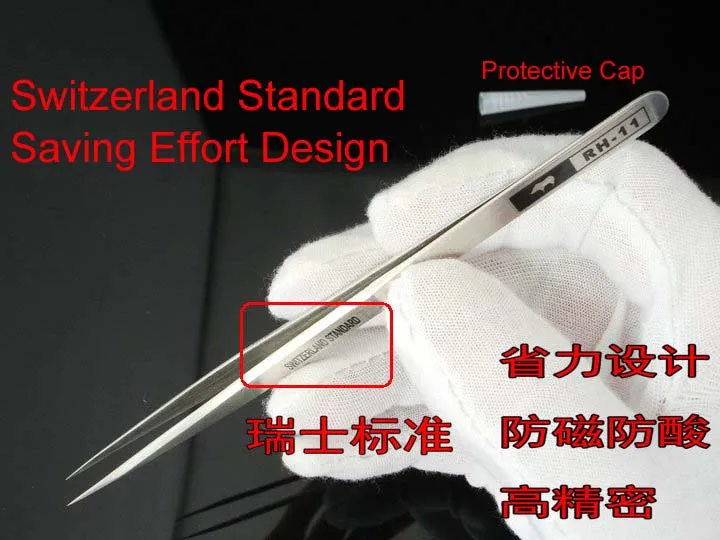 Japanese RHINO RH-11 Tweezers Anti-acid High-precision Super Hard Sharp For Repairing Watch or Mobile Holding Small Items