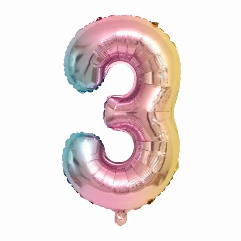 Вт, 30 Вт, 40 дюймов градиент Цвет воздушные шары из фольги в виде цифр День рождения украшения душа ребенка праздничные принадлежности воздушный шар 0-9 цифровой - Цвет: 3