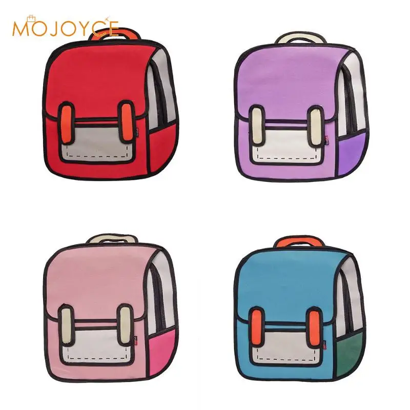 Fashion Creative Women Backpack 2D Drawing Backpack 3D Jump Style Cartoon School Bags for Teenager Girls Shoulder Bag Rucksacks