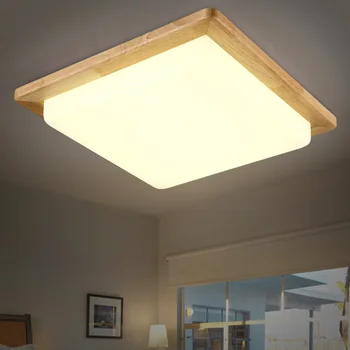 

Solid Wooden led Ceiling lamp Nordic Japanese lighting hall balcony porch lamp square wood logs bedroom ceiling lamp ZA