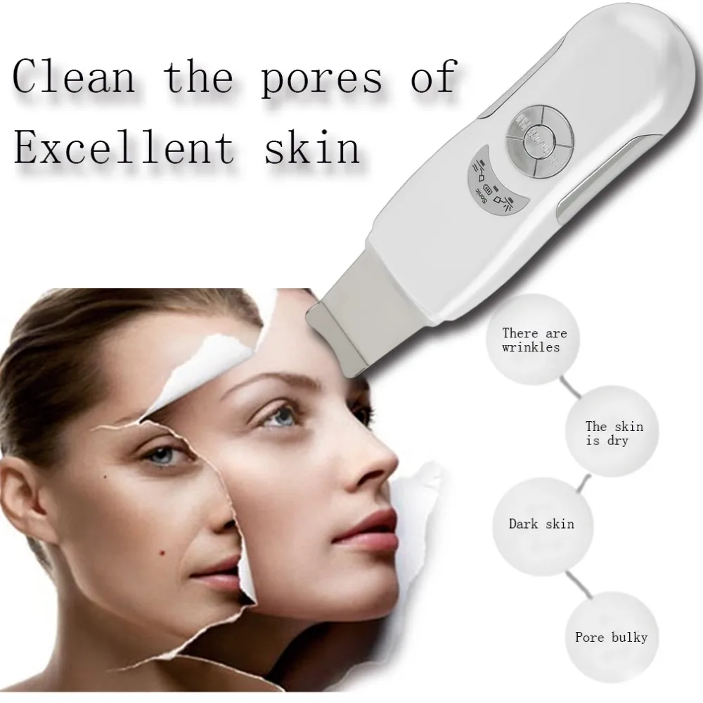 

2017 New Deeply Face Skin Clean tool Ultrasonic Face Skin Pore Cleaner Device Blackhead Removal Device Peeling Shovel Exfoliator