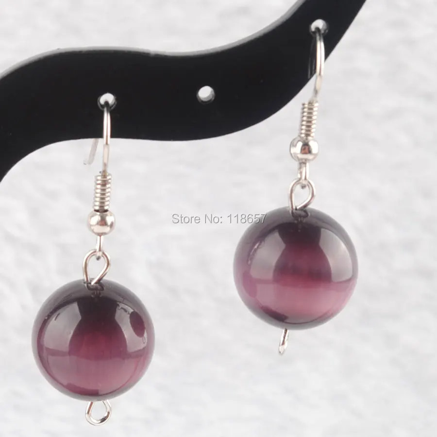 Free shipping Gem Stone Round Beads Earrings Pair Jewelry For Women 1Pair IR3104beaded earrings