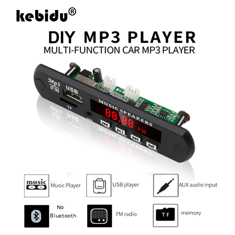 

kebidu No Bluetooth Decoder Board Module MP3 WMA WAV AUX 3.5MM Car Audio MP3 Player USB TF FM Decoder Board With Remote Control