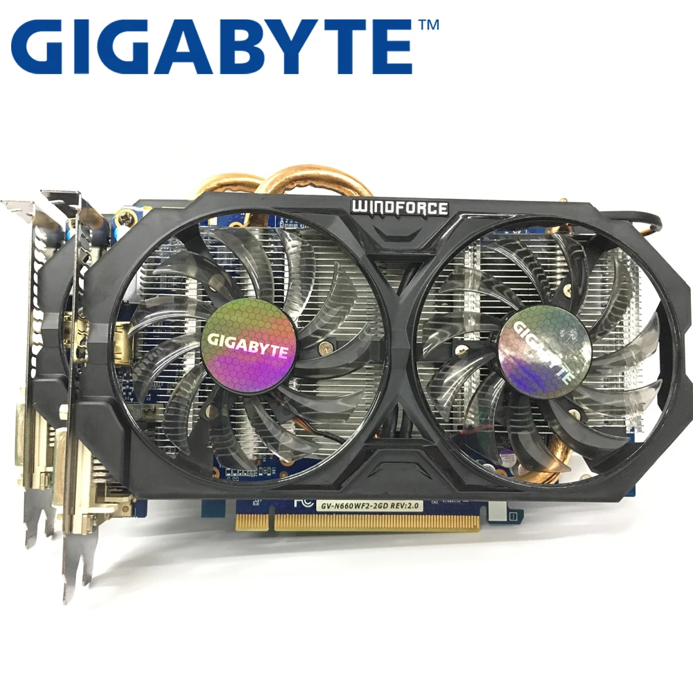 Видеокарта GIGABYTE 4 штуки GTX 660 2 Гб 192Bit GDDR5 видеокарты для nVIDIA Geforce используются карты VGA прочнее, чем GTX 750 TI