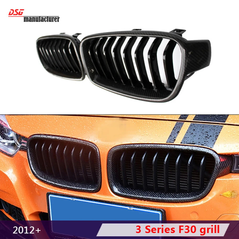 

F30 F31 carbon fiber frame abs front bumper grille black kidney hood mesh black grill for bmw 3 series 316i 318d 320i 328i 325i