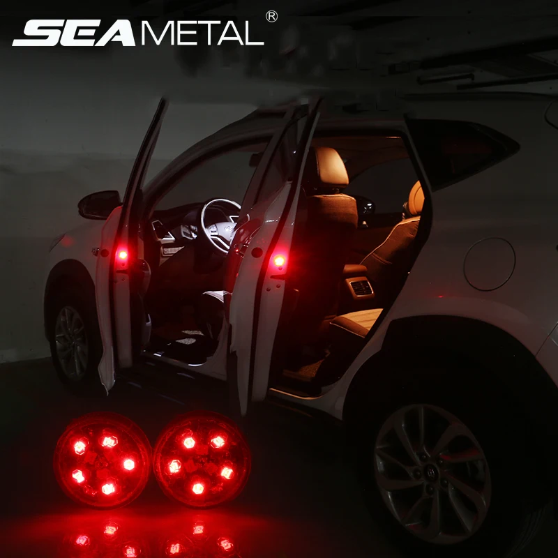 

2pc Car LED Door Warning Light Safety RGB Magnetic Wireless Signal Brake Lamps Anti Collision Flashing Auto Strobe Traffic Light