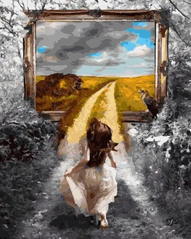 

Unframe diy oil picture oil paintings by numbers figure painting paint by number for home decor 4050cm to field