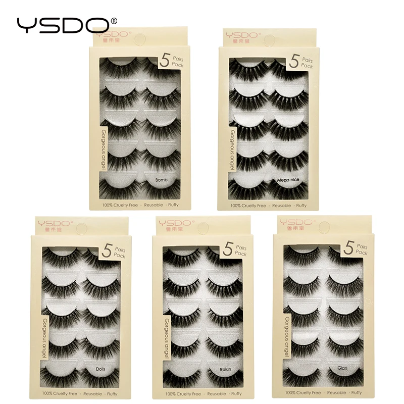

YSDO 5 pairs mink eyelashes lashes maquillaje strip eyelashes 3d mink lashes natural long false eyelashes dramatic eyelashes 5S
