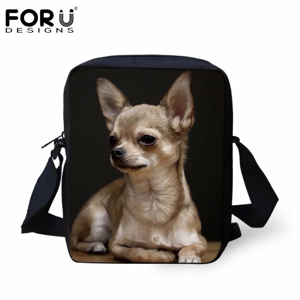 FORUDESIGNS Women Small Cross-body Bag Tote 3D Chihuahua Dog Woman Fashion Messenger Bags For Ladie