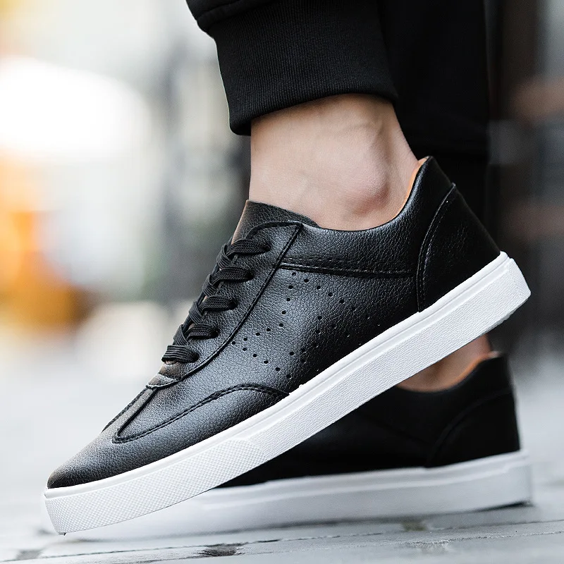 

Summer new casual shoes men simple stylish flat lace-up men shoes leather outdoor walking platform shoes for men sneakers