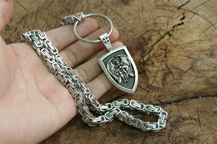 Мужское ожерелье Archangel St.Michael Protect Me Saint Shield подвеска с цепочкой из нержавеющей