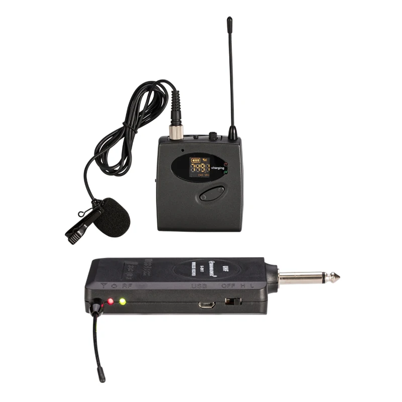 

Multi function Chargeable UHF portable body packed wireless microphone 48 channels frequency bands choice for bus PC notebook