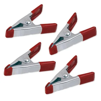 

10pcs 4" Mini Metal Heavy Duty Spring Clamps Crocodile Clip Red Plastic Tips Tool Clips Grip Holder HT419