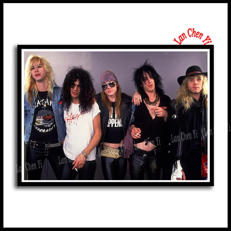 Guns n' Roses жесткая Рок Музыкальная Группа Slash плакат белая бумага с покрытием плакаты отличные фотографии на стену для подарка - Цвет: Светло-желтый